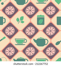 seamless background with accessories for tea