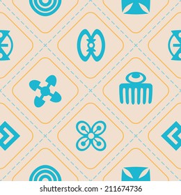 seamless background with adinkra symbols