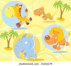 Seamless background with africa animals