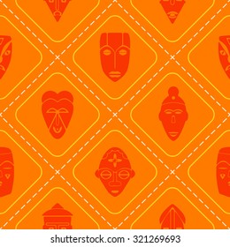 Seamless background with African ritual masks for your design