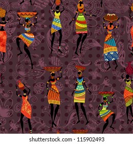 Seamless Background African Women Stock Vector (Royalty Free) 115902493