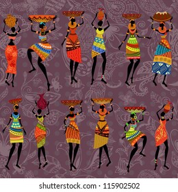 seamless background of African women