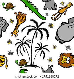 The seamless background of Africa's animals. Vector illustration