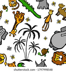 The seamless background of Africa's animals. Vector illustration