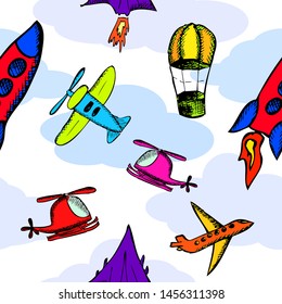 A seamless background of air transport. Vector illustration