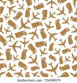 Fondo incomparable con avión y camión. Ilustración vectorial.