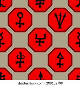Seamless background with alchemical symbols