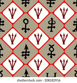 Seamless background with alchemical symbols
