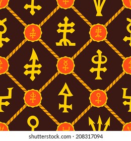 Seamless background with alchemical symbols