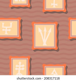 Seamless background with alchemical symbols