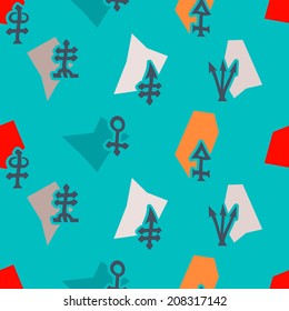 Seamless background with alchemical symbols