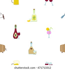 Seamless background with alcohol icons for your design