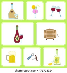 Seamless background with alcohol icons for your design