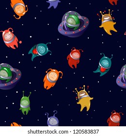 Seamless background: aliens  in a cartoon style