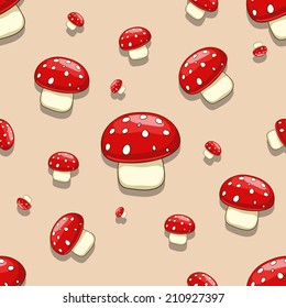 Seamless background amanita toxic mushroom vector illustration