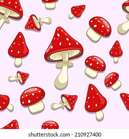 Seamless background amanita toxic mushrooms vector illustration 