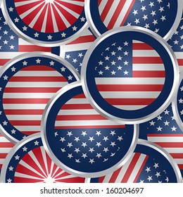 Seamless background with american flag web buttons