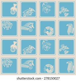 Seamless background with American Indians relics dingbats characters for your design