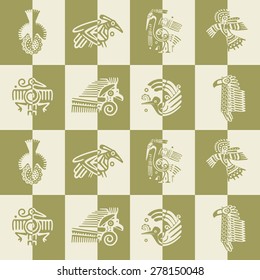 Seamless background with American Indians relics dingbats characters for your design