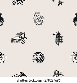 Seamless background with American Indians relics dingbats characters for your design