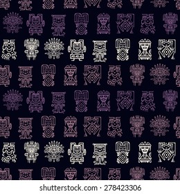 Seamless background with American Indians relics dingbats characters for your design