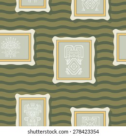 Seamless background with American Indians relics dingbats characters for your design