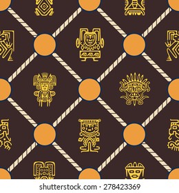Seamless background with American Indians relics dingbats characters for your design