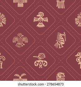 Seamless background with American Indians relics dingbats characters for your design
