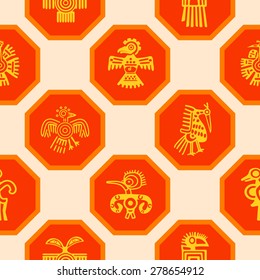 Seamless background with American Indians relics dingbats characters for your design