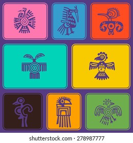 Seamless background with American Indians relics dingbats characters for your design
