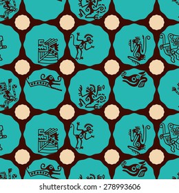 Seamless background with American Indians relics dingbats characters for your design