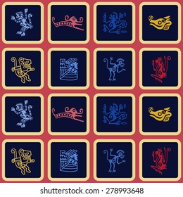 Seamless background with American Indians relics dingbats characters for your design