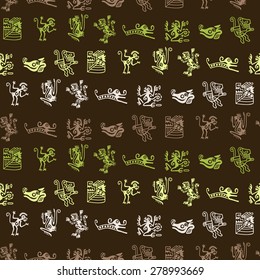 Seamless background with American Indians relics dingbats characters for your design