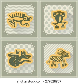 Seamless background with American Indians relics dingbats characters for your design