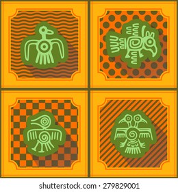 Seamless background with American Indians relics dingbats characters for your design