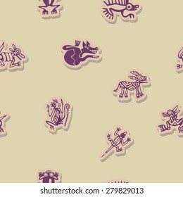 Seamless background with American Indians relics dingbats characters for your design