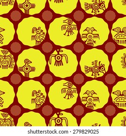 Seamless background with American Indians relics dingbats characters for your design