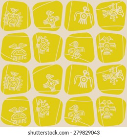 Seamless background with American Indians relics dingbats characters for your design