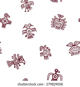 Seamless background with American Indians relics dingbats characters for your design