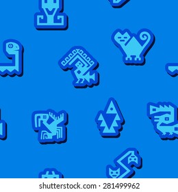Seamless background with American Indians relics dingbats characters for your design
