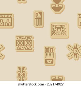 Seamless background with American Indians relics dingbats characters for your design