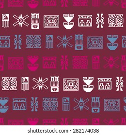 Seamless background with American Indians relics dingbats characters for your design