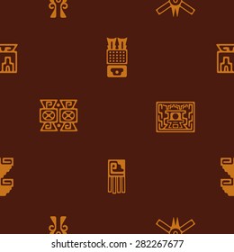 Seamless background with American Indians relics dingbats characters for your design