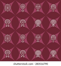Seamless background with American Indians relics dingbats characters for your design