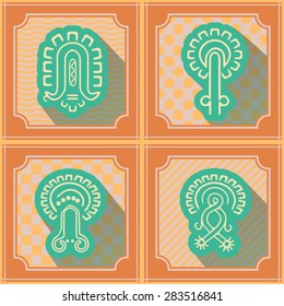 Seamless background with American Indians relics dingbats characters for your design