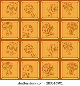 Seamless background with American Indians relics dingbats characters for your design