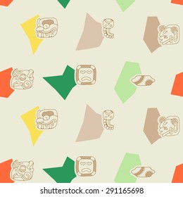Seamless background with American Indians relics dingbats characters for your design
