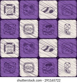 Seamless background with American Indians relics dingbats characters for your design
