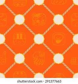 Seamless background with American Indians relics dingbats characters for your design