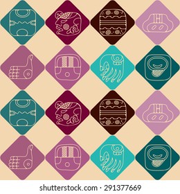 Seamless background with American Indians relics dingbats characters for your design